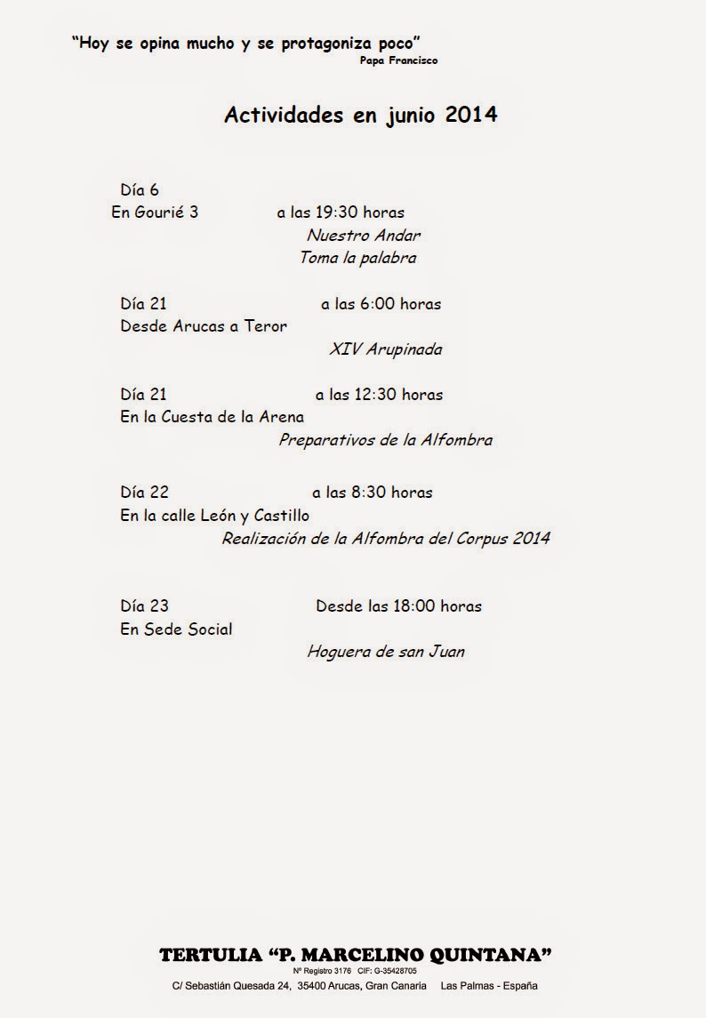 Actividades mes de junio
