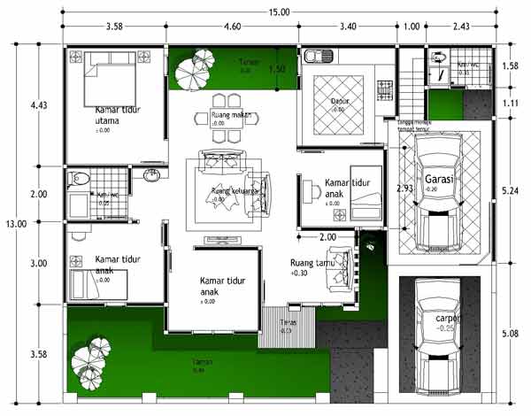  Denah  Rumah  3 kamar  Tidur  Simpel Rumah  Impian