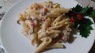 Penne with Carbanara Sauce Melani