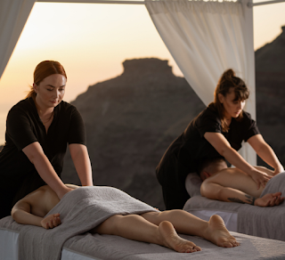 outdoor massage in a spa santorini