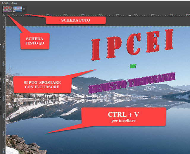 incollare testo 3D in una foto con GIMP
