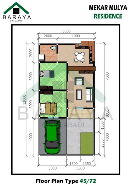 denah Perumahan Mekar Mulya Residence Kabupaten Bandung tipe 45/72