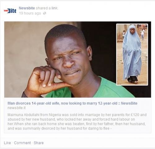 Man Divorces 14 Year Old Wife For Being Too Smart