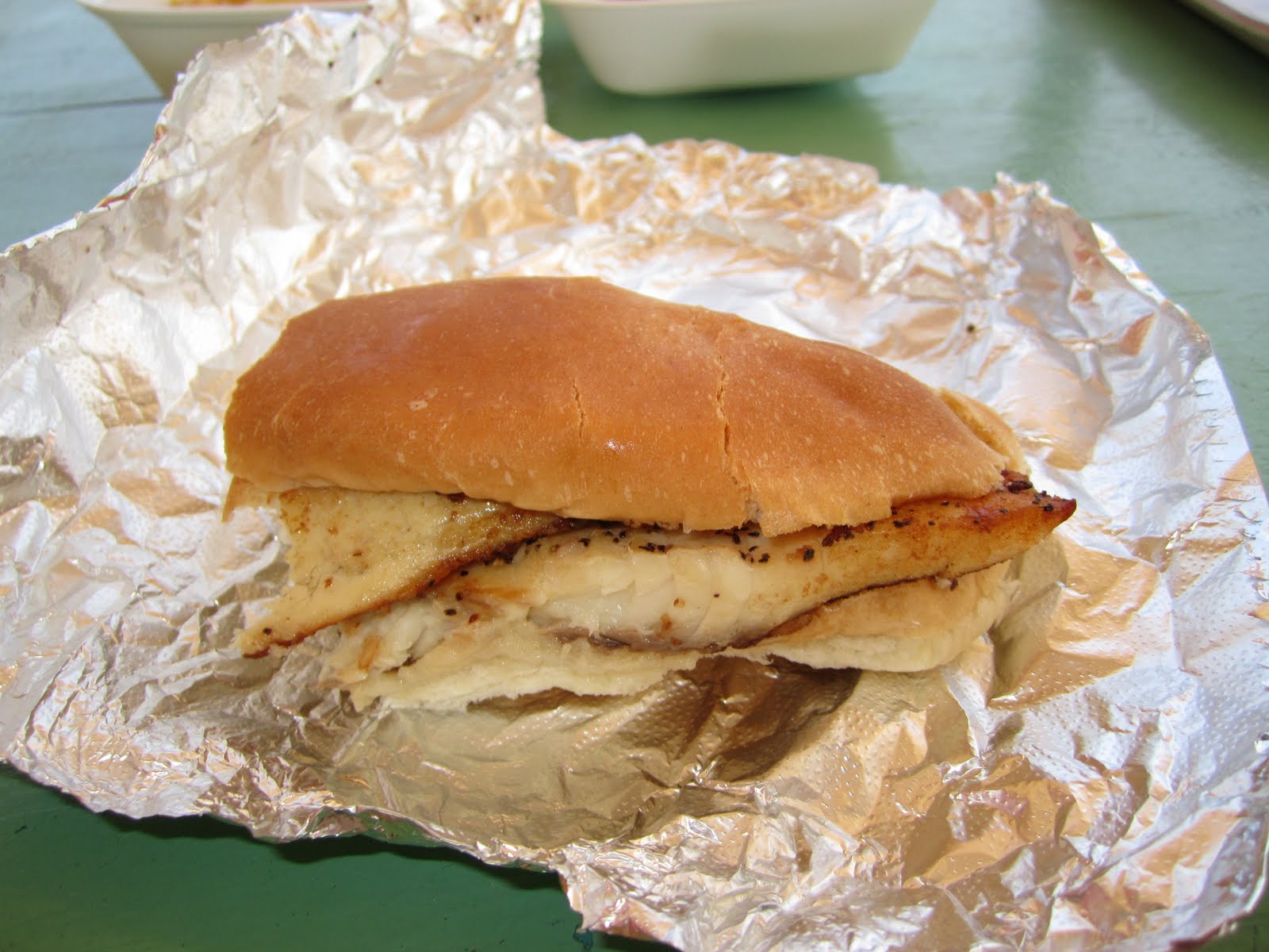 Grouper fillet sandwich from a food cart at Baby Beach - amazing!