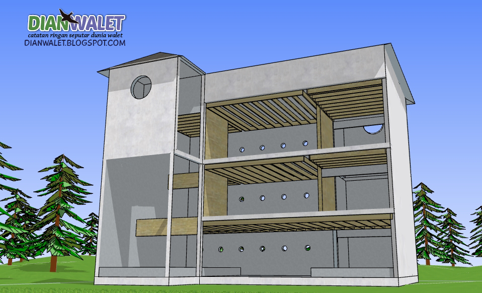  Desain  Gedung  Walet RBW 4X7 3 Lantai  dan 2  Rumah Monyet 