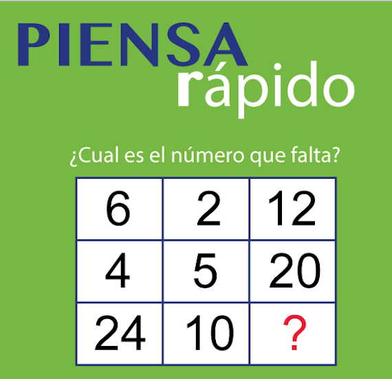 Competencias matemáticas básicas:Piensa rapido ¿Cuál es el número que falta?