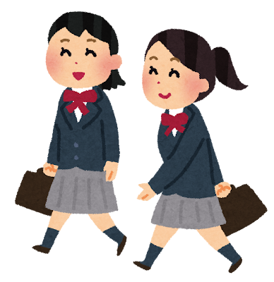 通学している学生のイラスト（女子学生）