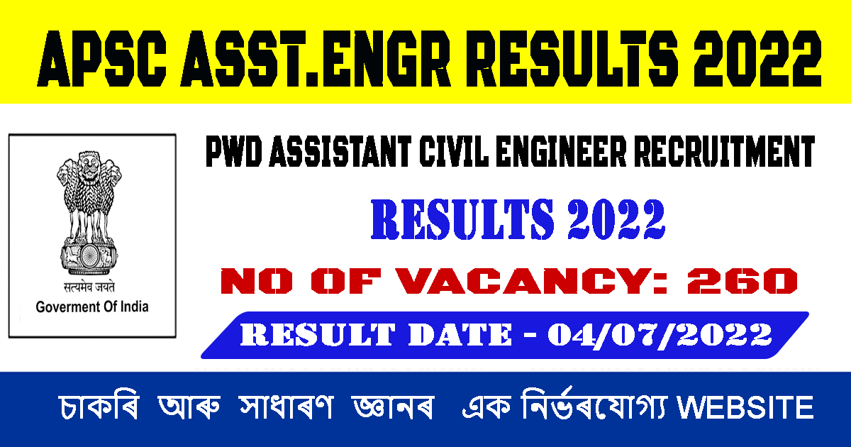 APSC Assistant Civil Engineer Recruitment Final Result