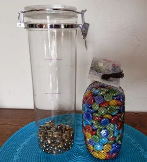 Flat colored marbles, math counters, math tools, math manipulatives