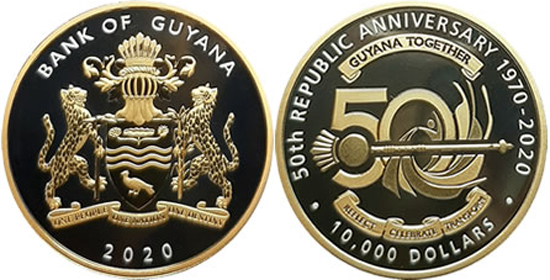 Guyana 10.000 dollars 2020 - 50 Years of the Republic