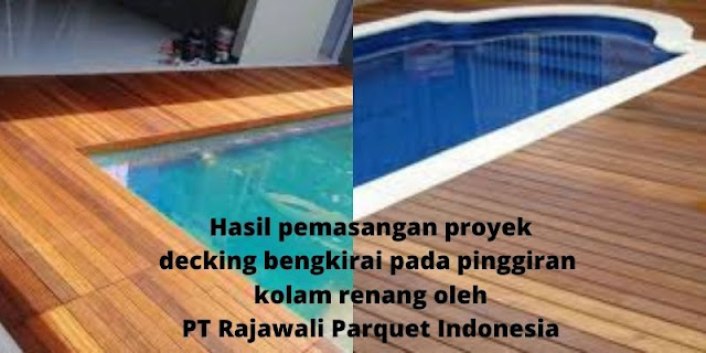 decking bengkirai di pinggiran kolam renang