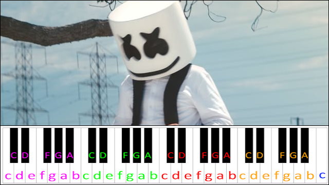 Alone by Marshmello (Hard Version) Piano / Keyboard Easy Letter Notes for Beginners