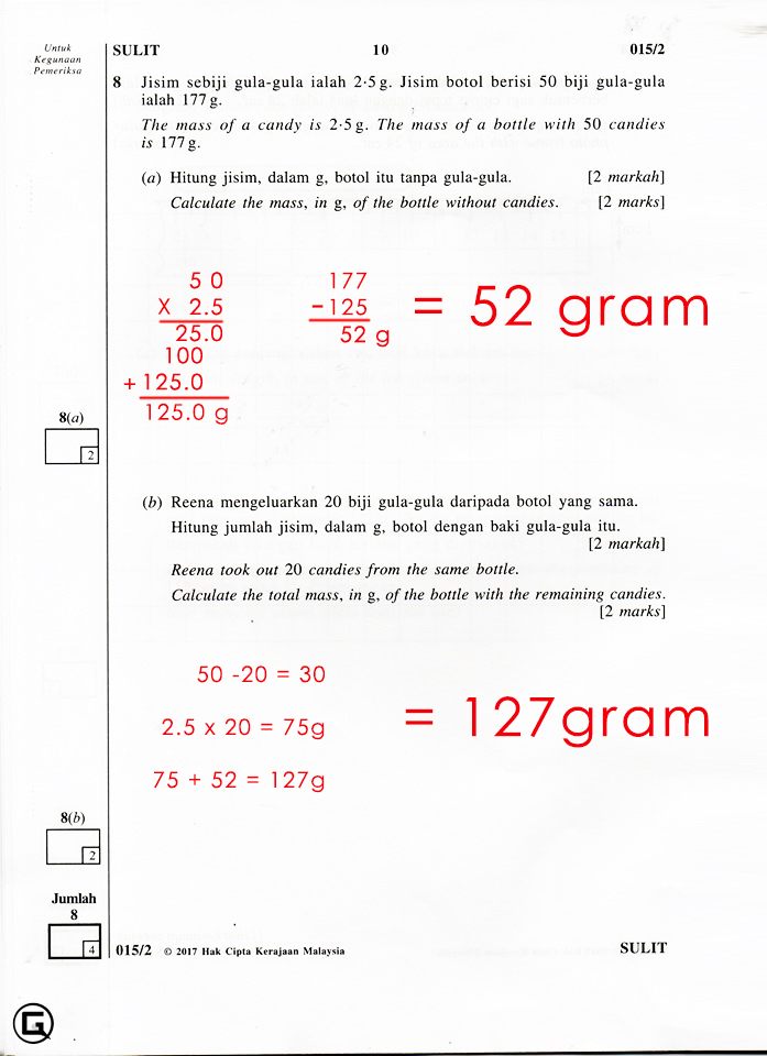 Jawapan soalan UPSR Matematik Kertas 2 2017  KOLEKSI 