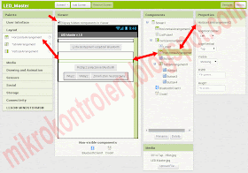 LED MASTER v.1.0 - App Inventor - Ekran projektowania komponentu HorizontalArrangement3.