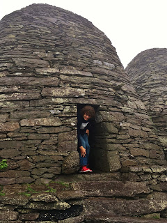 Exploring inside the Monk's cells on Skellig Michael, County Kerry, Ireland