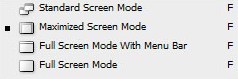 Fungsi Change Screen Mode (F) dalam photoshop