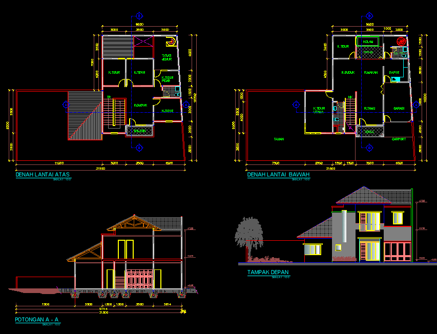 Desain Rumah  Minimalis 2  Lantai  Autocad  Gambar Foto 