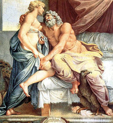 Zeus y Hera (Júpiter y Juno) Annibale Carracci (1560-1609) Fresco Palacio Farnesio. Roma (Italia). https://pinceladasdelpasado.blogspot.com/2023/01/el-olimpo-y-sus-dioses.html