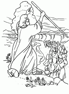 Dibujo de Moises cruzando el mar para colorear﻿