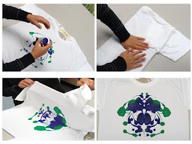 kids projects for rainy or wintery days - decorate tshirts with ink blot design