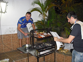 Wrong Way lends a helping hand to the weekly BBQ at the Arcadia Hostel, Medellín