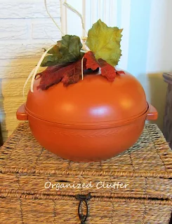 Repurposed Bun Warmer Pumpkin www.organizedclutterqueen.blogspot.com