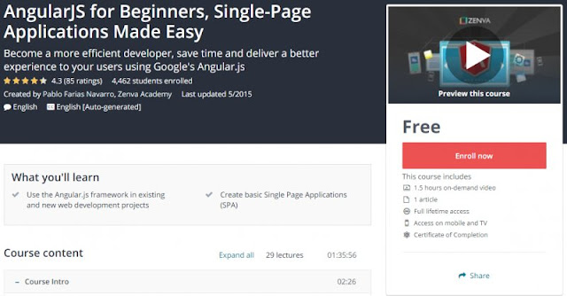 [100% Free] AngularJS for Beginners, Single-Page Applications Made Easy