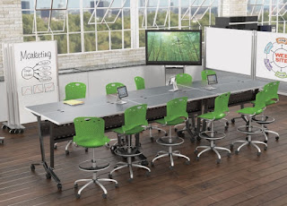 Height Adjustable Collaborative Table Configuration