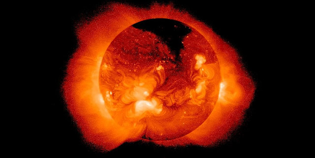 The sun's corona shines brightly in x-rays because of its high temperature. Image credit: NASA