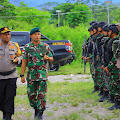   Sinergitas TNI Polri, Satgas  Yonif Raider 142/KJ  Hadiri Apel Gabungan di Polres Yalimo