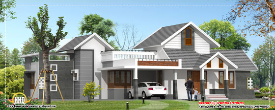 Kerala home design single floor - 2330 Sq. Ft. (216 Sq. M.) (259 Square Yards) - March 2012
