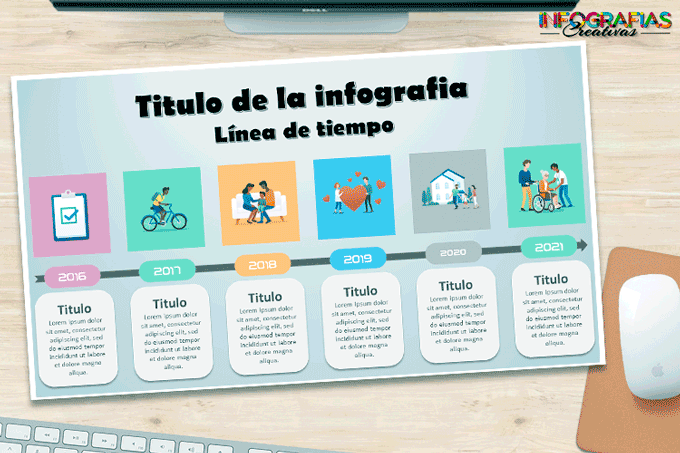 imagen de linea de tiempo hecha en PowerPoint con diseño bonito y creativo