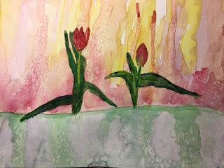 Tulips.  Watercolor.  B E Tumbleson, 2020