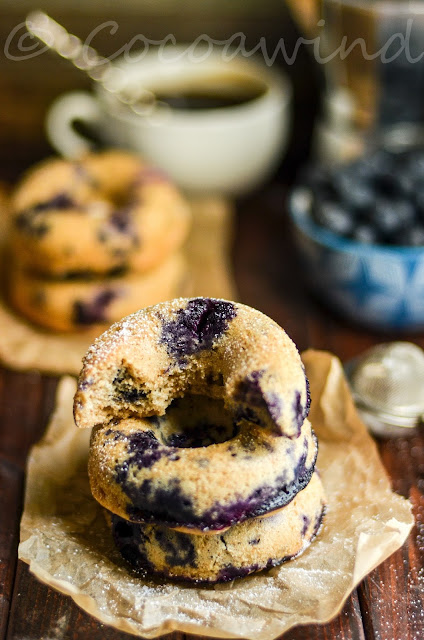 Baked Wholewheat Blueberry Donuts - Cocoawind