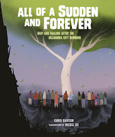 Book cover of All of a Sudden and Forever. Many people are standing facing a large tree. The roots are visible beneath the ground.