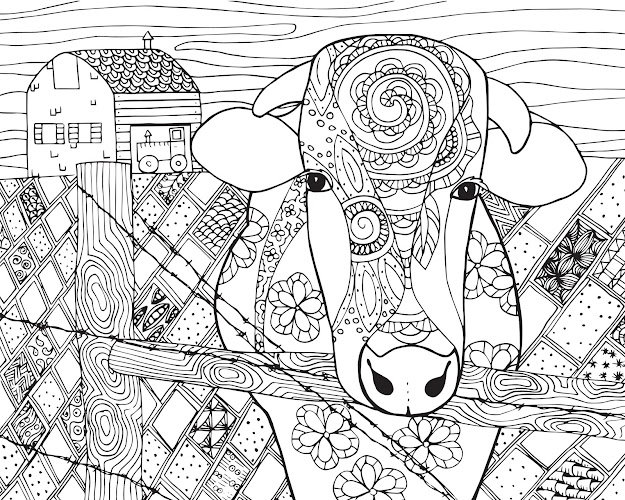 Free Cow Animal Coloring Page For Adults