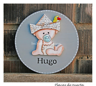 placa de puerta infantil  bebé pirata nombre Hugo babydelicatessen