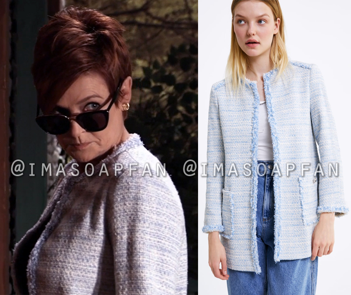 Diane Miller, Carolyn Hennesy, Light Blue Tweed Topper Jacket, General Hospital, GH