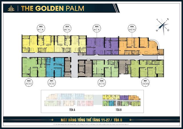 Mặt bằng thiết kế tầng 11-27 tòa B - The Golden Palm
