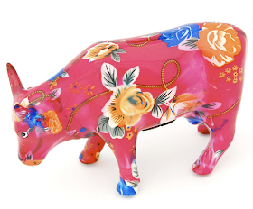 cow bank - pink, floral
