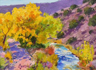 Walt Gonske, Rio Ojo Caliente, oil, 9 x 12 inches