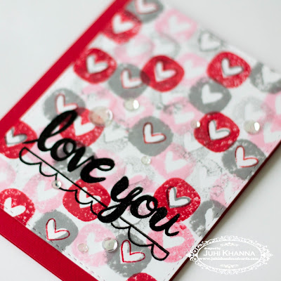 Stamped Valentine's Day Card with Jane's Doodles Love stampset