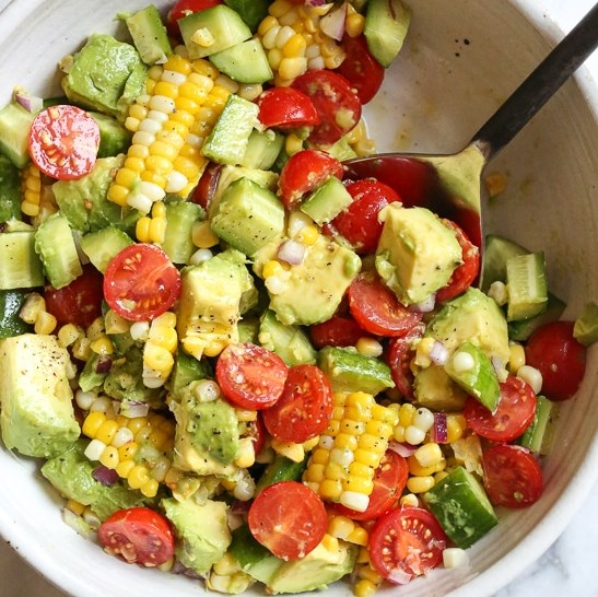 CORN TOMATO AVOCADO SALAD #vegetarian #summer