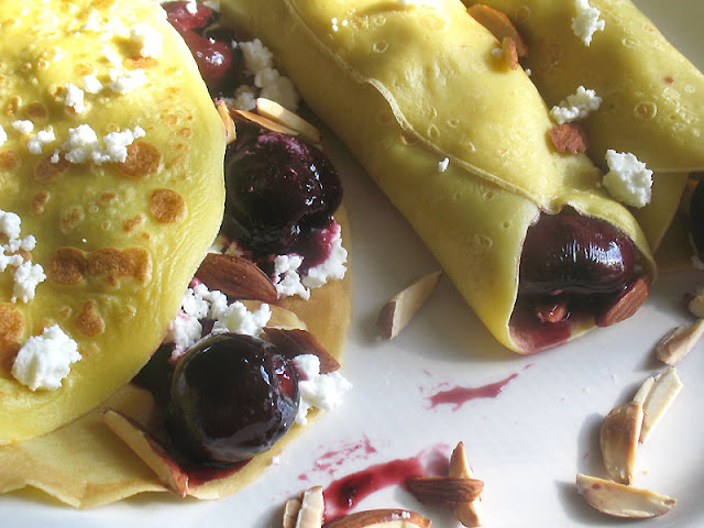 cherry goat cheese crepes