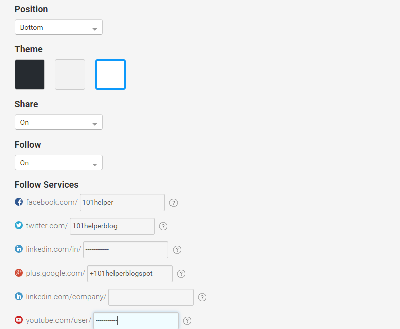 Social media buttons for blogger