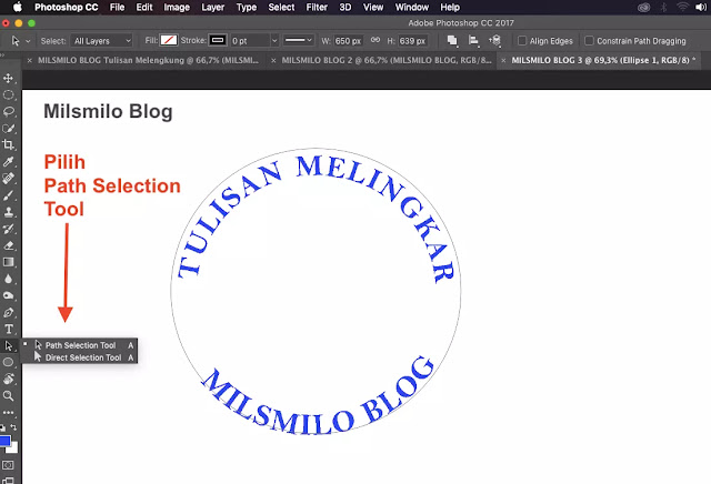 Cara membuat tulisan melengkung di Photoshop, Membuat tulisan melingkar di photohop