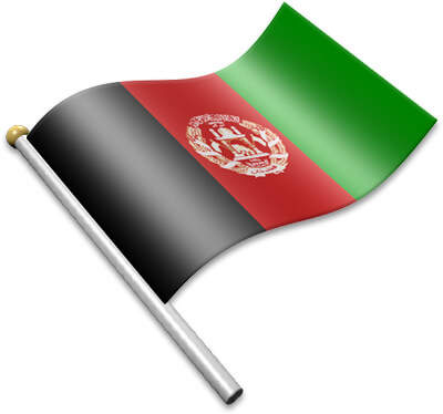 The Afghan flag on a flagpole clipart image