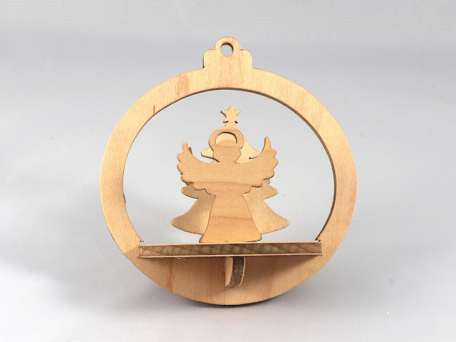 Angels and Tree Layered Wood Ornament, Handmade Christmas Decor, from Environmentally Safe Maple Plywood, Finished with Mineral Oil and Wax