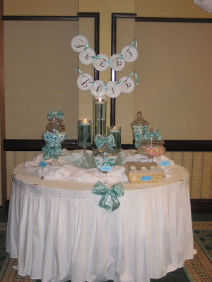  Texas to setup a beautiful Tiffany Blue and White candy buffet for our 