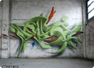 3D Graffiti Alphabet Sketch Green Color Style